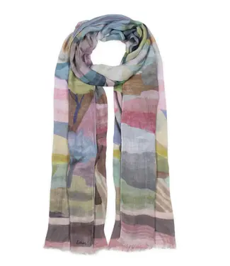 Echo Painterly landscape wrap scarf