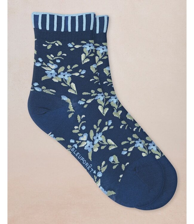 Bleu Foret Mercerized cotton print sock