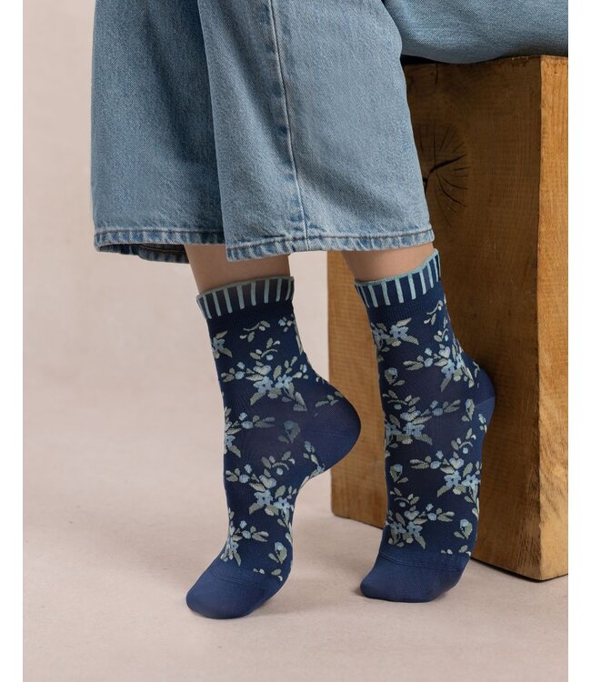 Bleu Foret Mercerized cotton print sock