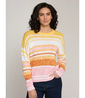 Autumn Cashmere LS marled stripe crew