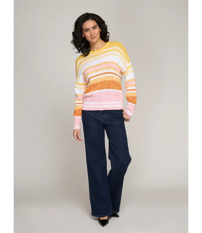 Autumn Cashmere LS marled stripe crew