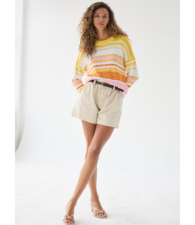 Autumn Cashmere LS marled stripe crew