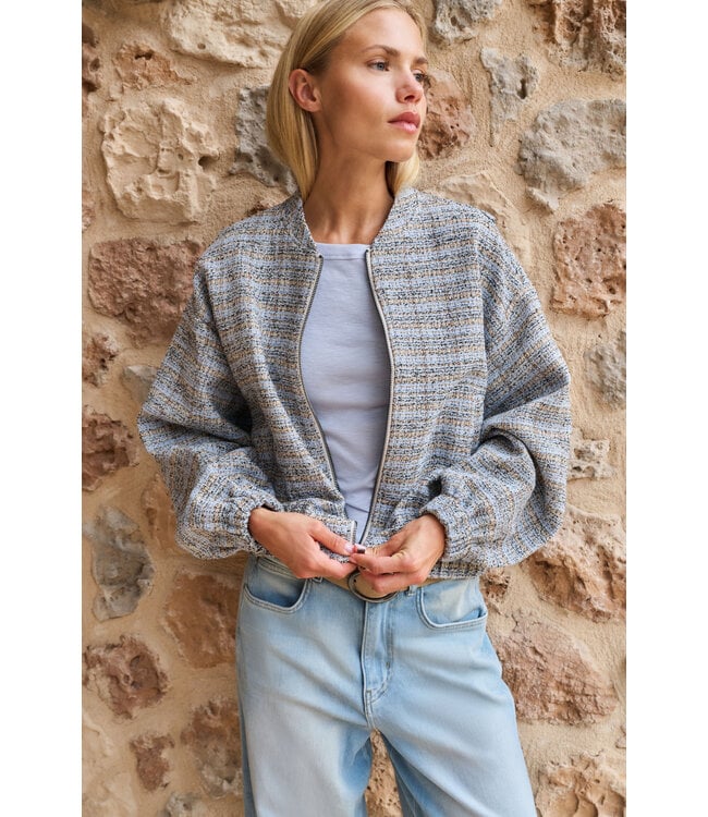 Yaya Short woven boucle jacket