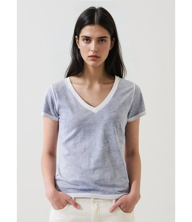 Patrick Assaraf Pima classic reverse spray vneck tee