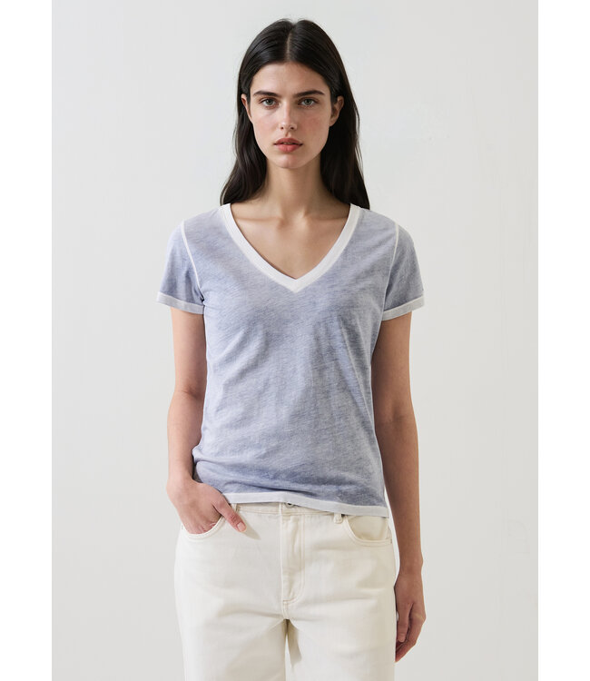 Patrick Assaraf Pima classic reverse spray vneck tee