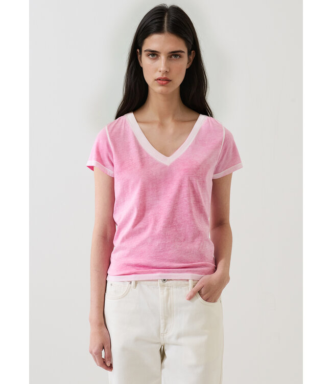 Patrick Assaraf Pima classic reverse spray vneck tee