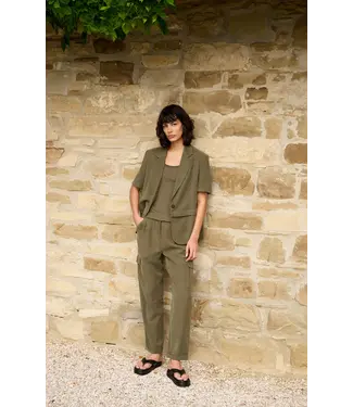 Yaya Woven straight leg cargo trouser w/pleats