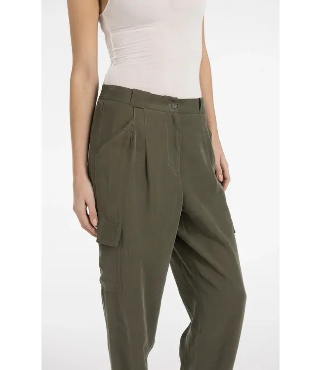 Yaya Woven straight leg cargo trouser w/pleats