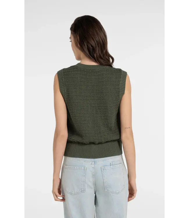 Yaya Textured sleeveless cardigan w/fancy buttons