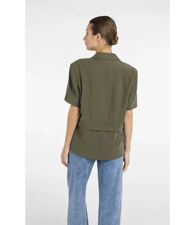 Yaya Woven shortsleeve blazer w/detachable bottom hem