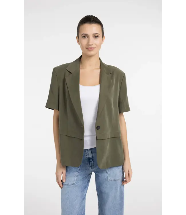 Yaya Woven shortsleeve blazer w/detachable bottom hem