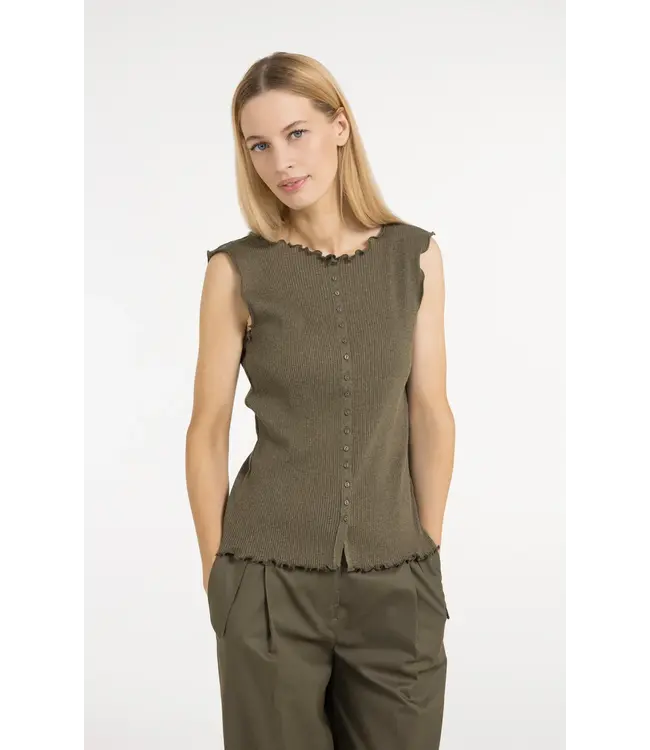 Yaya Sleeveless top w/small buttons