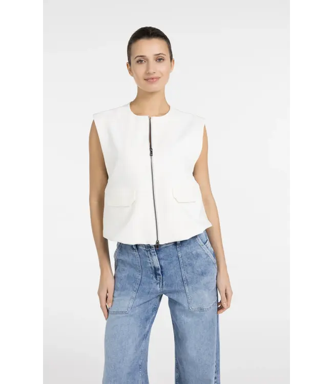 Yaya Sleeveless woven jacket w/balloon hem