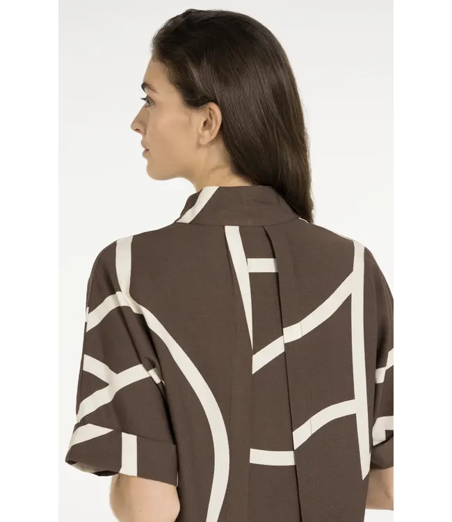 Yaya Printed dress w/polo collar