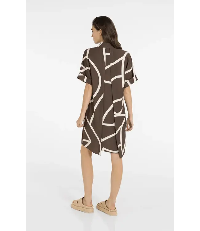 Yaya Printed dress w/polo collar