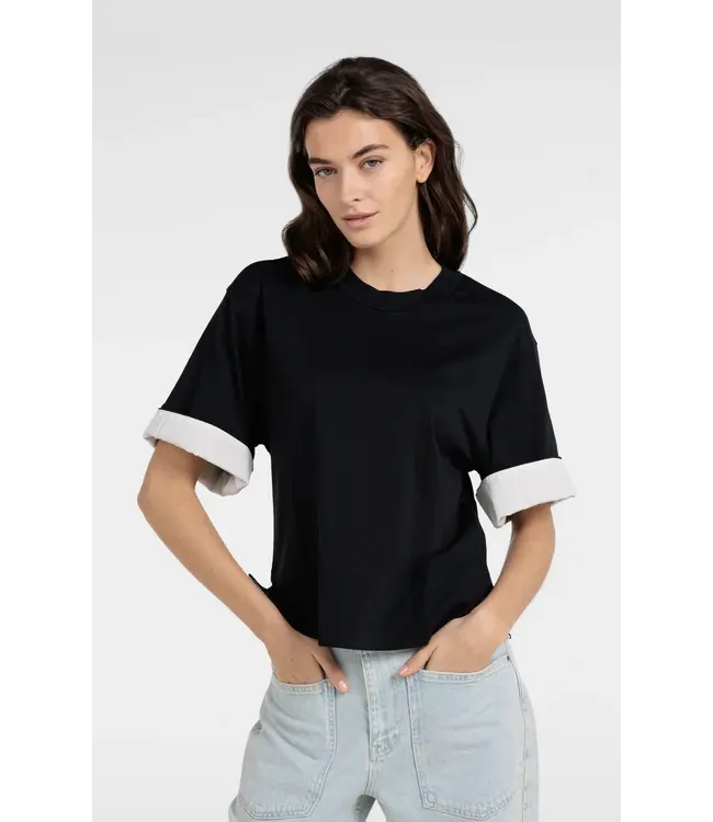Yaya  Jersey top w/woven details