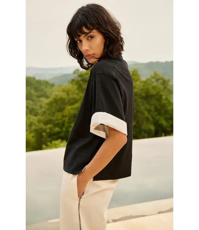 Yaya  Jersey top w/woven details