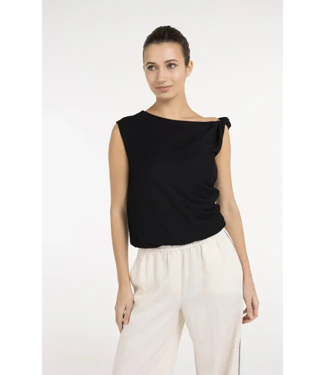 Yaya Sleeveless top w/twisted shoulder