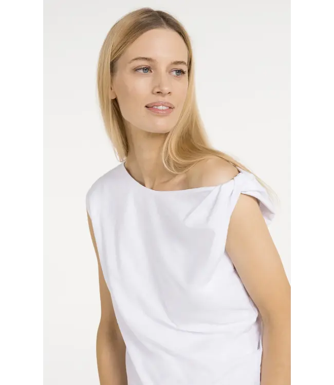 Yaya Sleeveless top w/twisted shoulder