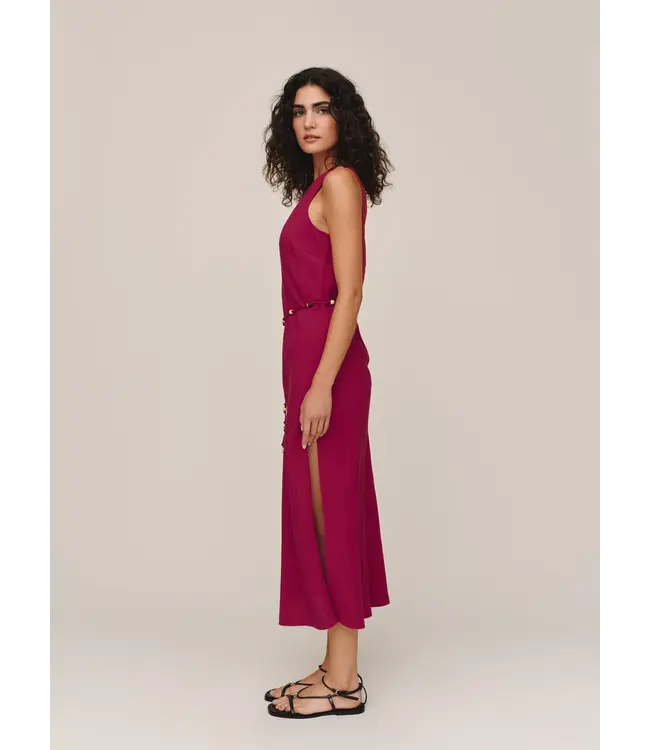 Bella Dahl  Bias midi dress w/beaded belt