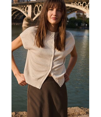 Yaya Sleeveless knit cardigan w/button front