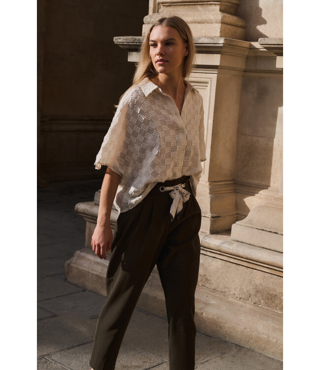 Yaya Jacquard blouse w/short sleeves