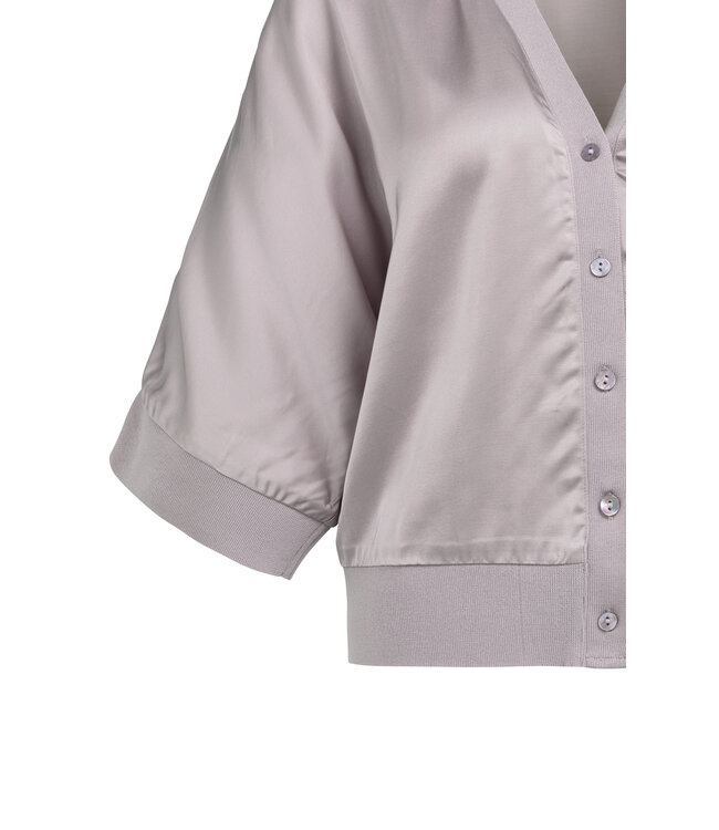 Yaya Satin cardigan w/ribbon trim
