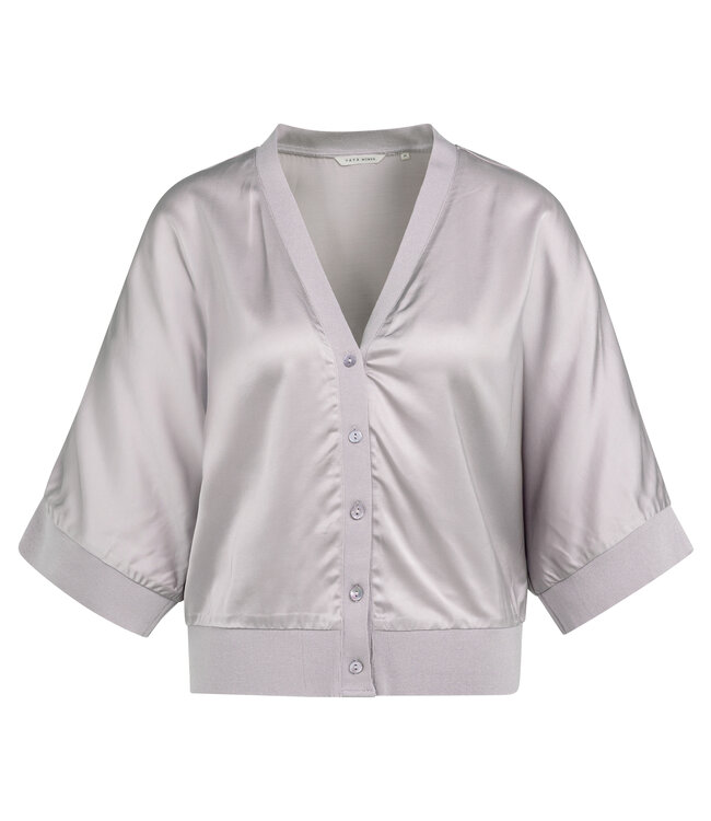 Yaya Satin cardigan w/ribbon trim