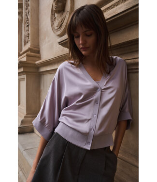 Yaya Satin cardigan w/ribbon trim