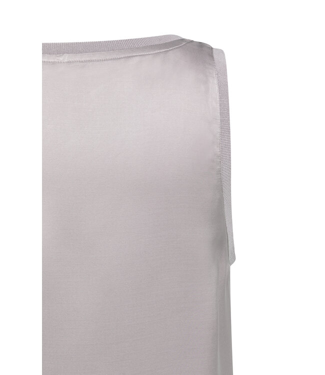 Yaya Satin top w/ribbed neckline