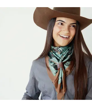 Amyemma Designs Sage and saddle silk scarf