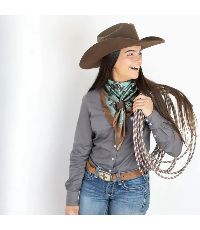 Amyemma Designs Sage and saddle silk scarf