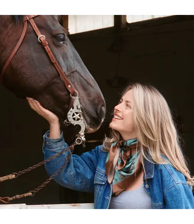 Amyemma Designs Sage and saddle silk scarf