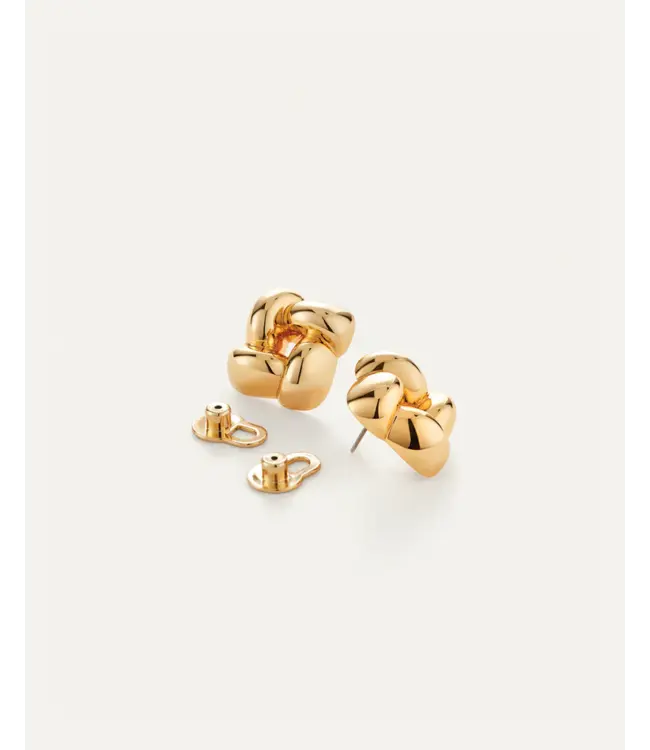 Jenny Bird Small woven square gold earrings
