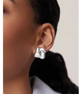 Jenny Bird Small woven square silver earrings