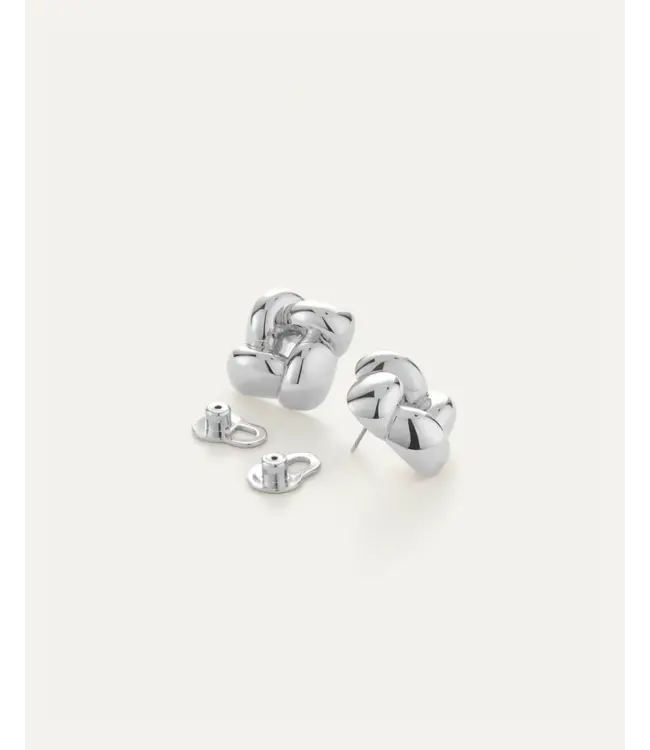 Jenny Bird Small woven square silver earrings