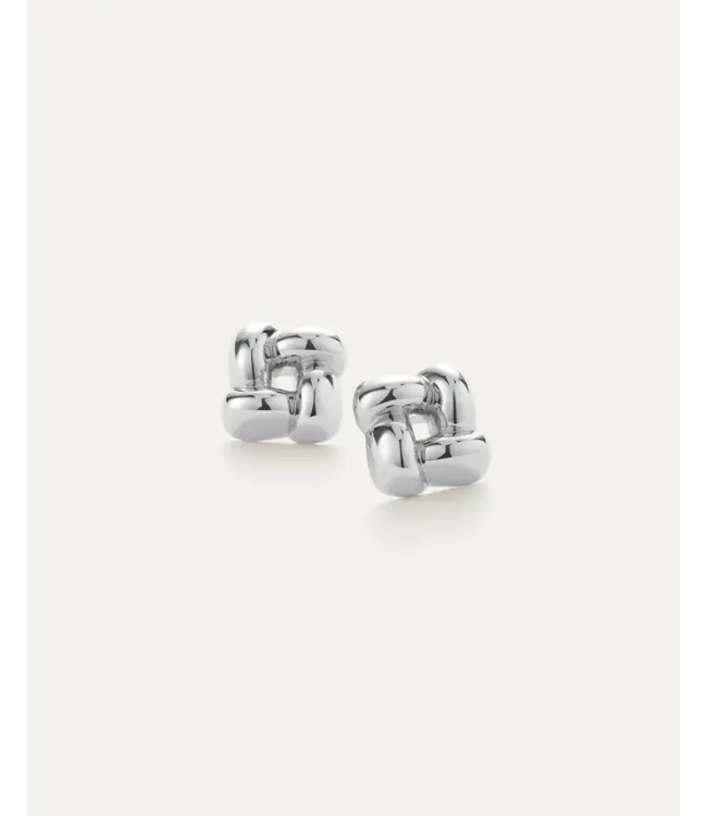 Jenny Bird Small woven square silver earrings