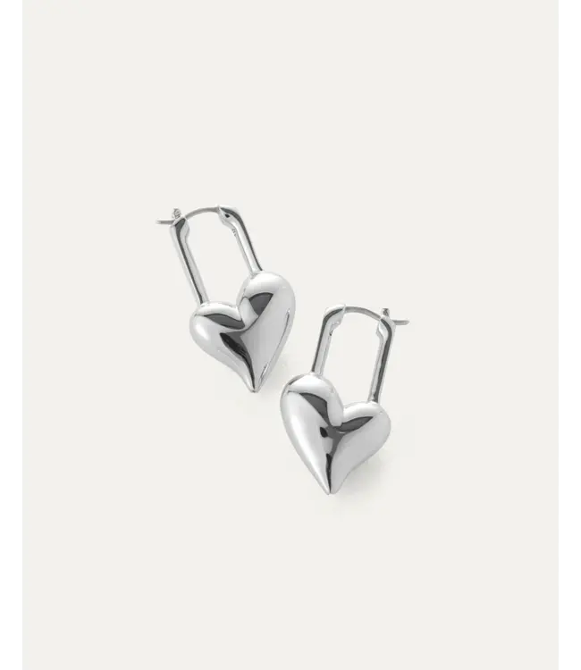 Jenny Bird Padlock heart silver earrings