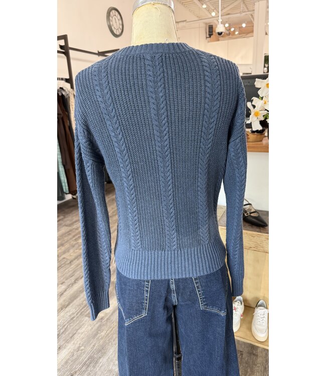 Autumn Cashmere Solid shaker cable crew