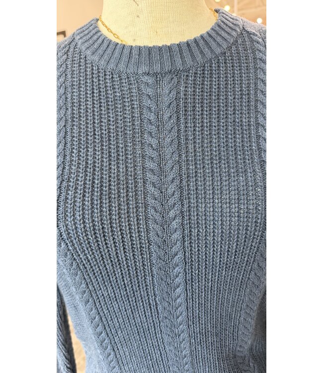 Autumn Cashmere Solid shaker cable crew
