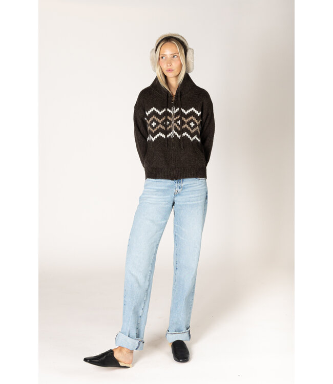 Lyla + Luxe Ranch fairisle zip hoodie