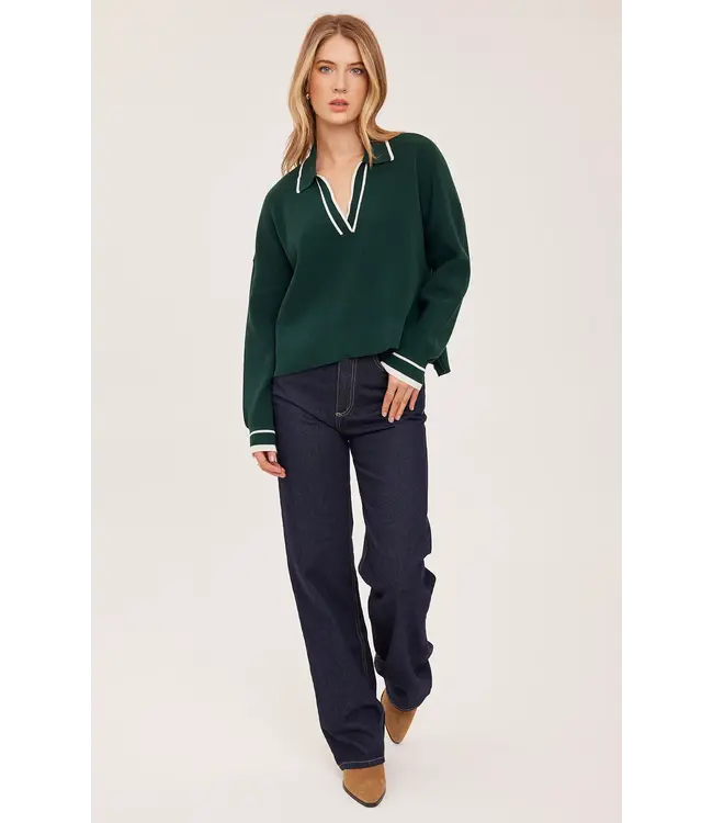 Gentle Fawn Tristan open polo collar sweater