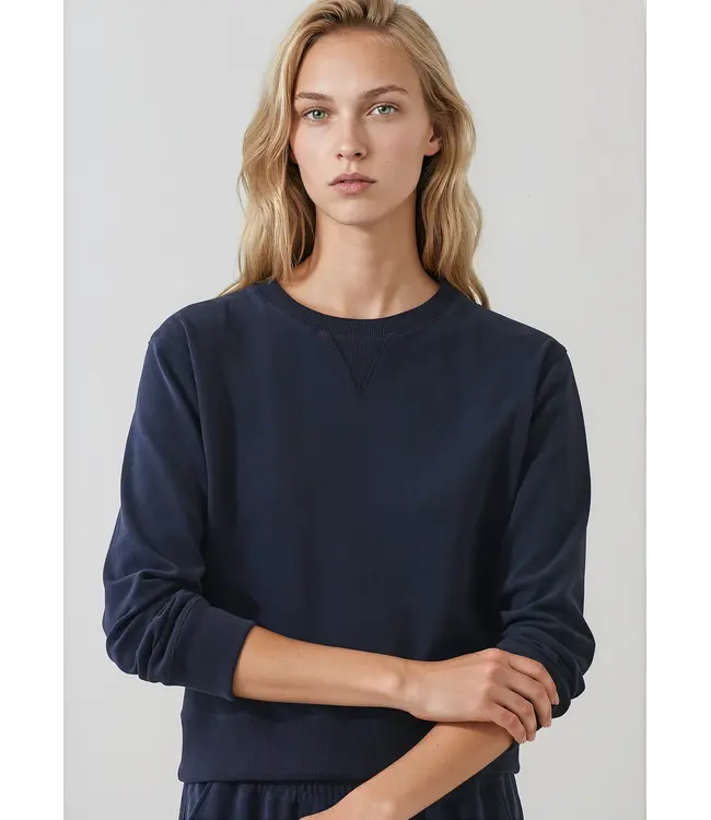 Patrick Assaraf Long sleeve brushed pima cropped sweatshirt