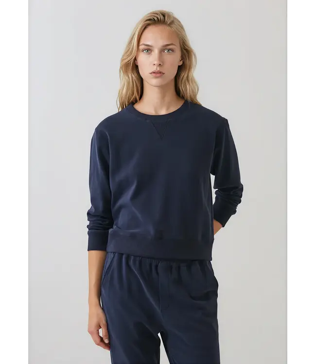 Patrick Assaraf Long sleeve brushed pima cropped sweatshirt