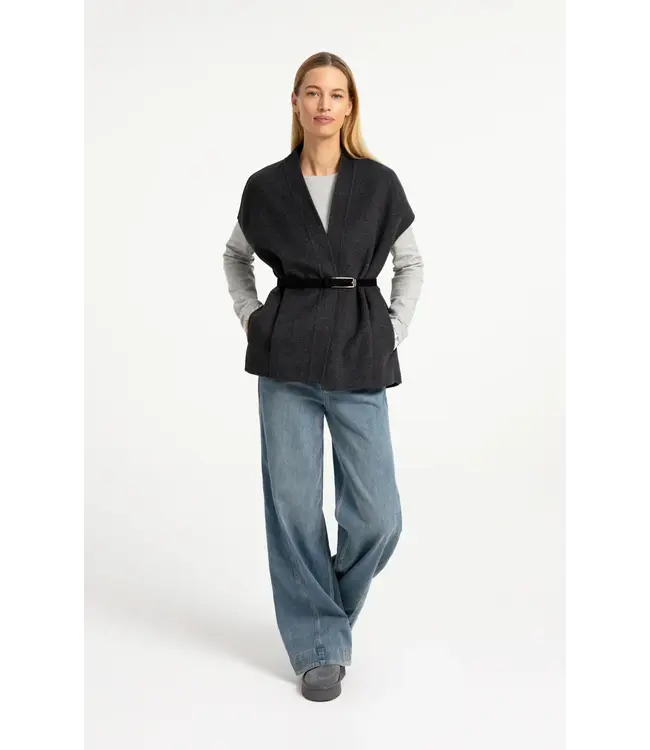 Yaya Oversized woolmix woven bodywarmer