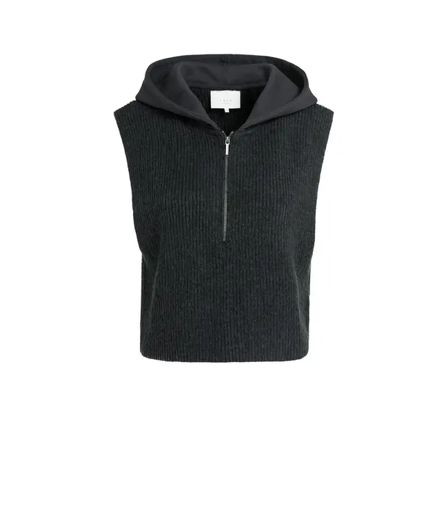 Yaya Sleeveless sweater w/jersey hoodie