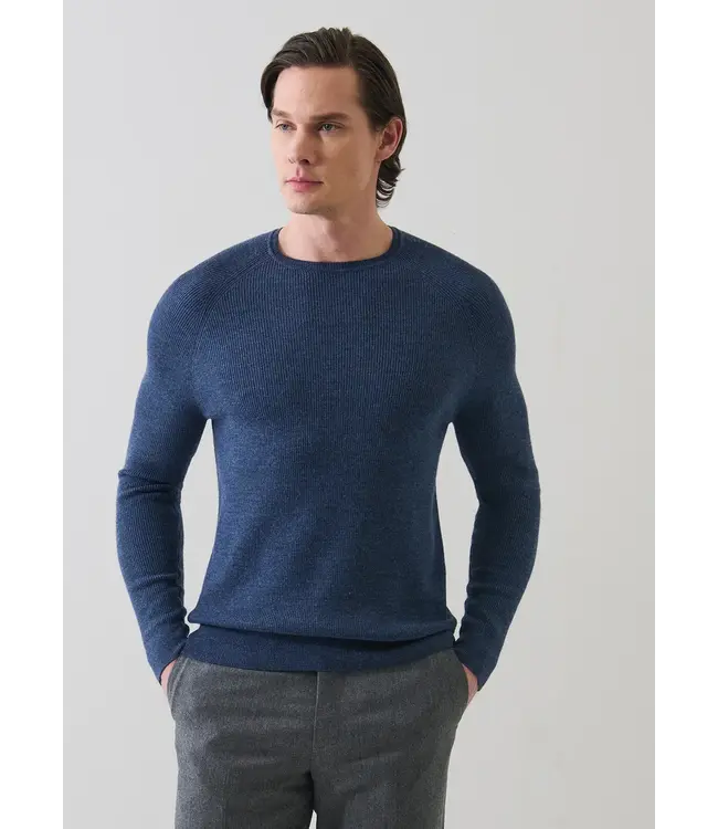 Patrick Assaraf Men's rib raglan crewneck sweater