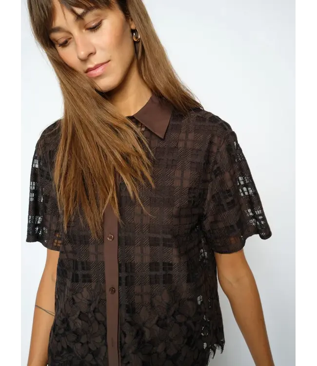Mos Mosh Lia checko ss lace shirt