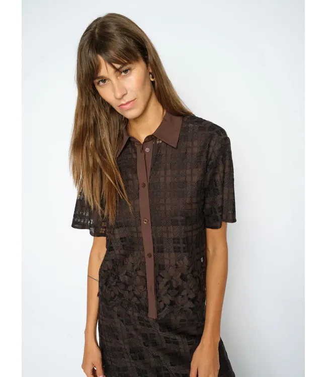 Mos Mosh Lia checko ss lace shirt