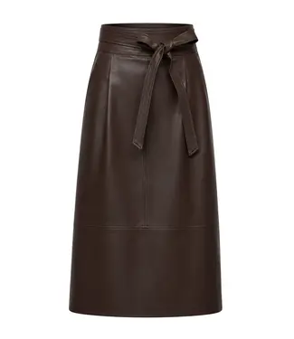 Iris Setlakwe Pleated front a-line lamb leather skirt